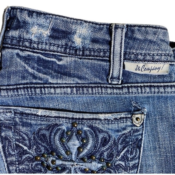 J & Company Womens Vintage Blue Embroidered Jeans - Picture 5 of 12